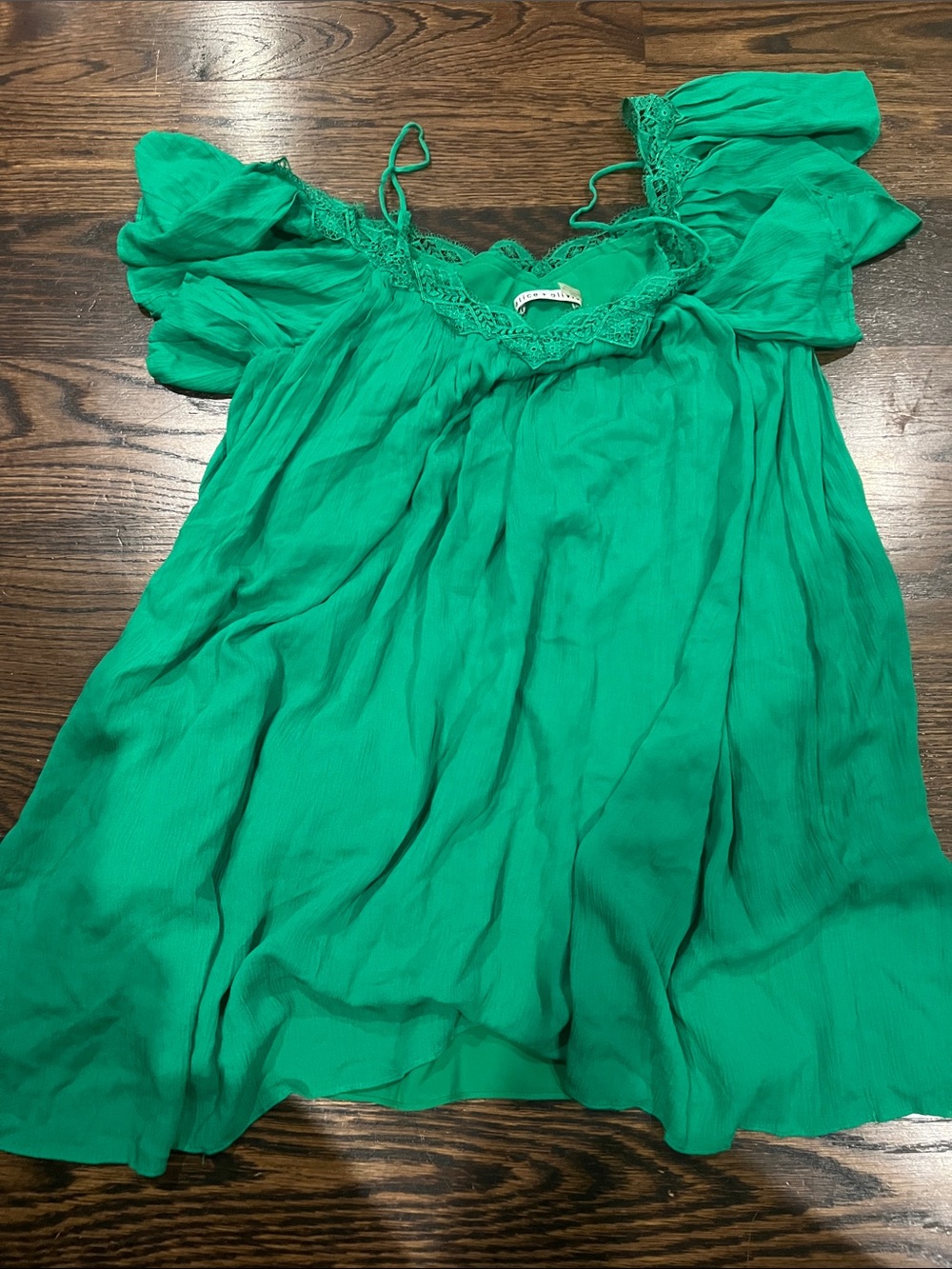 Alice + Olivia Emerald Lace-Trim Camisole